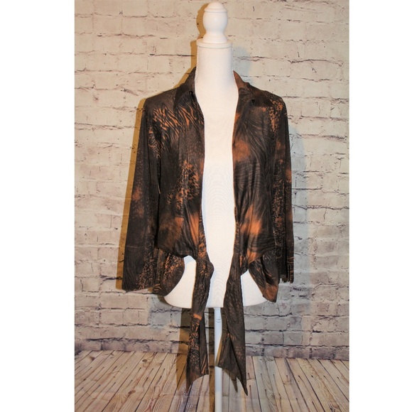 NWT Mishca Front Tie Wrap Shirt Blouse Soft Top - Picture 6 of 6